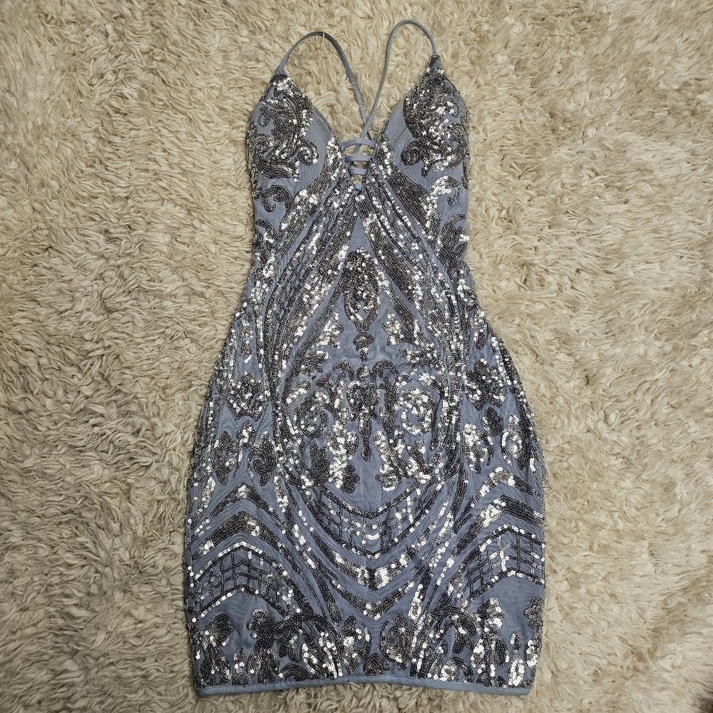 Windsor Silver Sequin Mini Dress